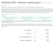 Tablet Screenshot of kalkulatorlpg.pl
